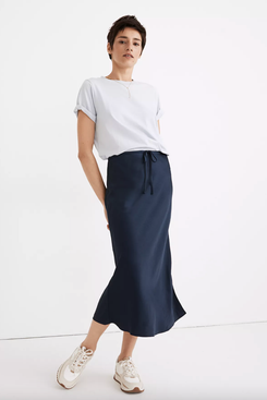 Madewell Drawstring Midi Slip Skirt