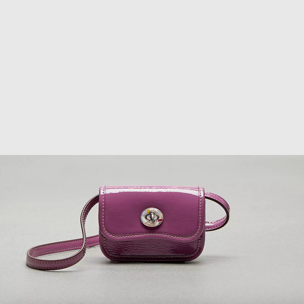 Wavy Wallet With Crossbody Strap In Crinkled Patent Coachtopia Leather
