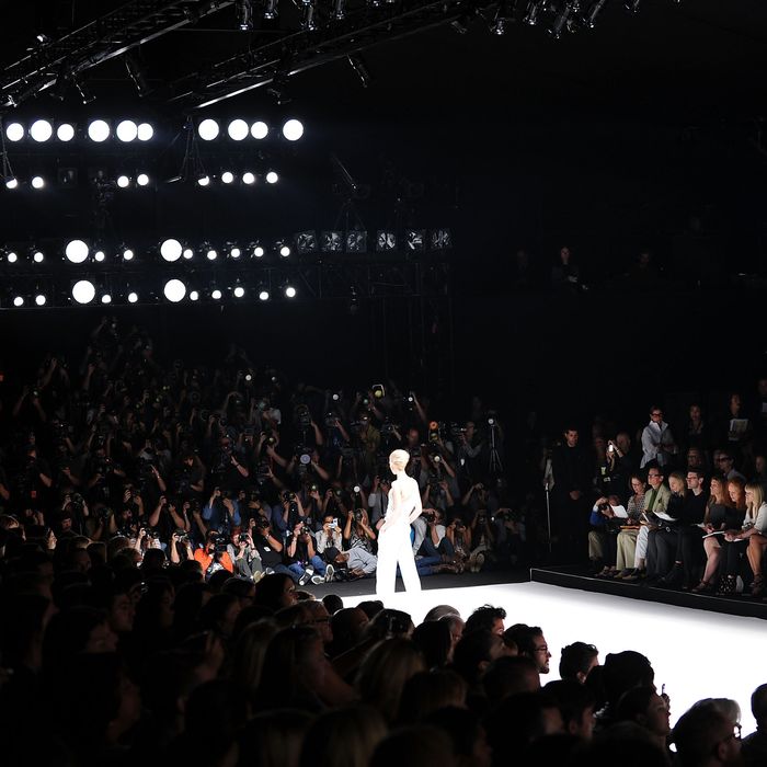 A general view of atmosphere at the Narciso Rodriguez Spring 2012 fashion show during Mercedes-Benz Fashion Week at The Theater at Lincoln Center on September 13, 2011 in New York City.