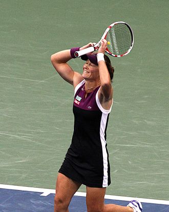 Samantha Stosur of Australia celebrates match point during her women's finals match against Serena Williams of the US at the 2011 US Open tennis tournament September 11, 2011 in New York. Samantha Stosur stunned three-time champion Serena Williams 6-2, 6-3 to win the US Open, claiming the first Grand Slam title of her career in a stormy final. AFP PHOTO/DON EMMERT (Photo credit should read DON EMMERT/AFP/Getty Images)