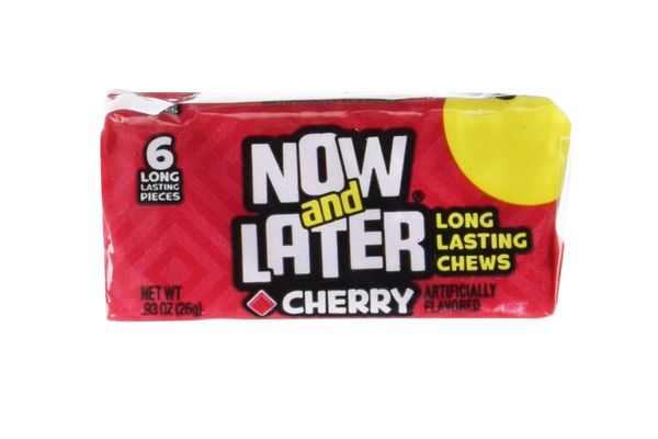 24 Pack of Now & Later Original Taffy Chews Candy, Cherry