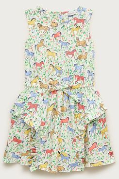 J.Crew Ruffle-Skirt Dress in Wild Horses Print