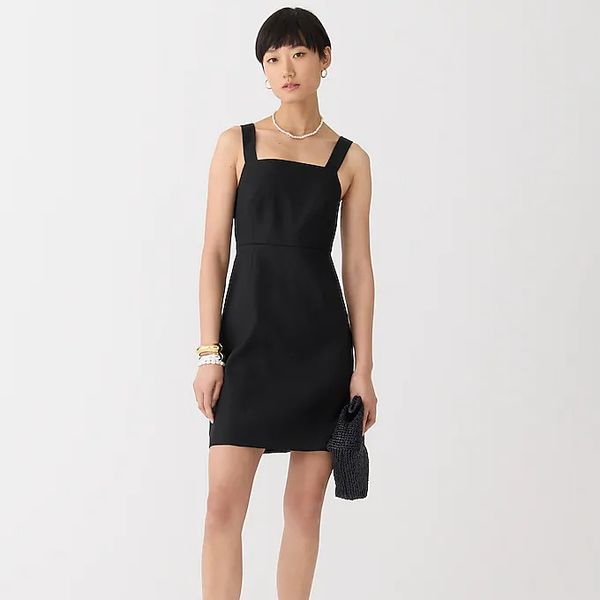 J.Crew Squareneck A-line dress in stretch linen blend