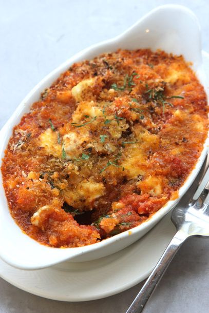 Claybaked chickpeas and eggplants, Northern Greek style, with cinnamonspiced tomato sauce
