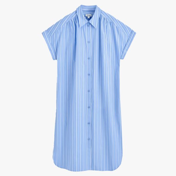 COS Stripe Short-Sleeved Cotton Shirt Dress