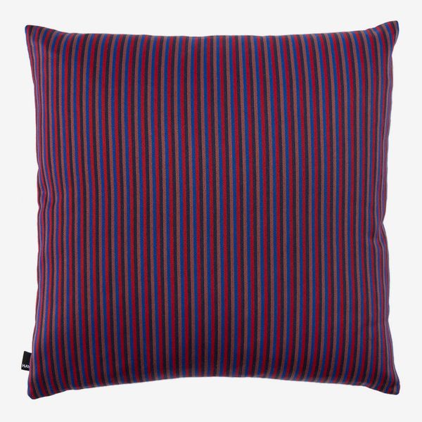 Hay cushion with red and brown ribbon