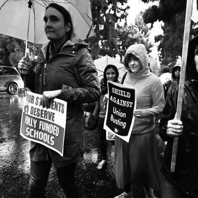 Los Angeles teachers striking.