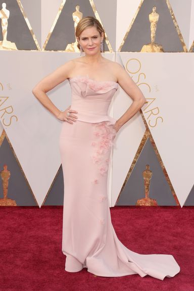 Jennifer Jason Leigh 
Dress by Marchesa; jewels by Piaget.