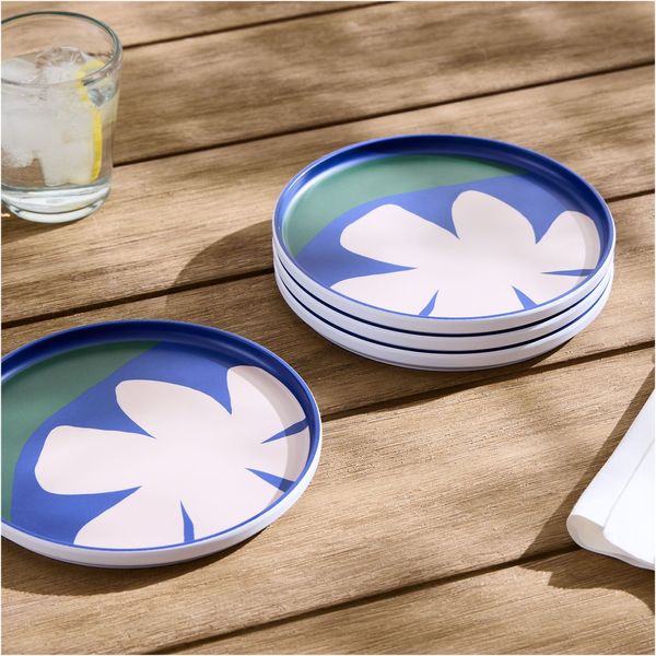 West Elm Modern Melamine Printed Outdoor Salad Plate Sets - Set of 4