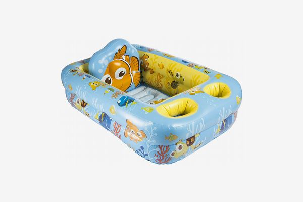 Perfect Toy for Outdoor Summer Fun Kiddie Inflatable Bath for Infant and Toddler Boys and Girls Blue Wading and Playing Tub with Yellow Shade Bundaloo Duck Baby Pool with Canopy and Sprinkler 