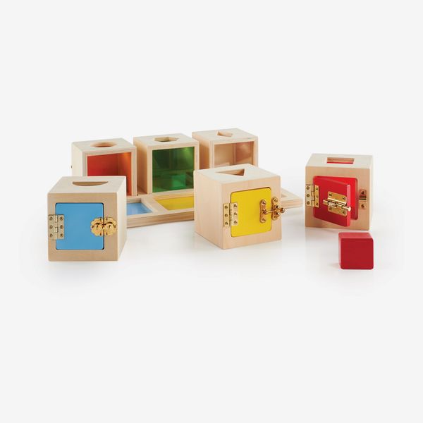 Guidecraft Peekaboo Lock Boxes With Storage Tray: Sorting & Stacking Toy for Children