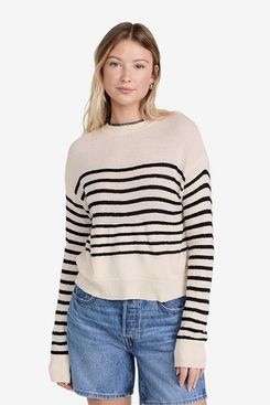 Monrow boucle knitted striped sweater