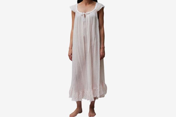 Womens linen nightdress pajama sleepwear Organic white night gown 
