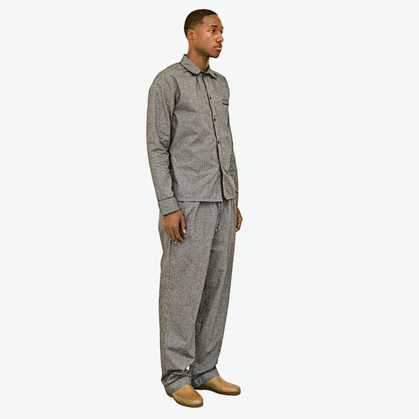 Salter House Black & White Grid Pan Collar PJs