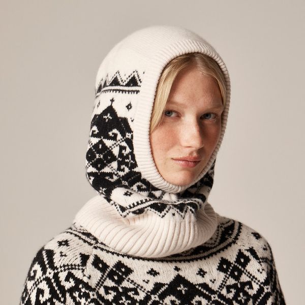 J.Crew Ribbed Fair Isle Balaclava in Lambswool