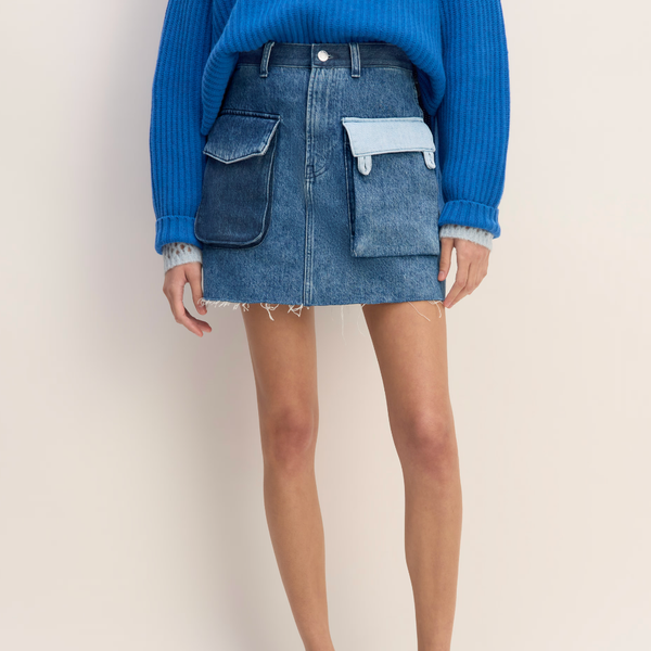 Everlane x Marques' Almeida Denim Patchwork Mini Skirt