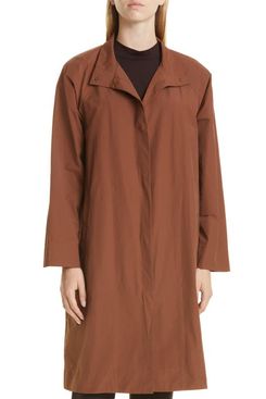 Eileen Fisher Stand Collar Organic Cotton & Nylon Coat