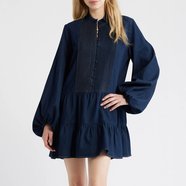Bardot Antonia Long Sleeve Chambray Minidress