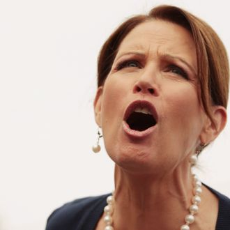 HUMBOLDT, IA - AUGUST 09: Republican presidential candidate U.S. Rep. Michele Bachmann (R-MN) gets the crowd excited during a GOP Picnic August 9, 2011 in Humboldt, Iowa. Bachmann is campaigning across Iowa ahead of the all-importnat Iowa Staw Poll Saturday. (Photo by Chip Somodevilla/Getty Images)