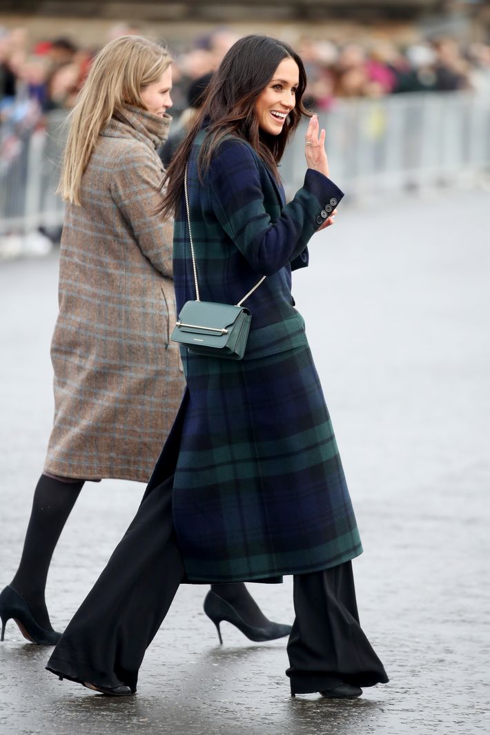 Meghan Markle Wore Burberry Tartan Coat in Scotland