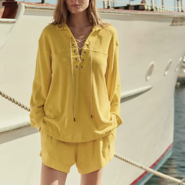 The Great The Micro Terry Lace Up Tunic - Margarita