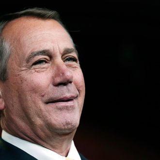 U.S. Speaker of the House John Boehner speaks during a press briefing March 14, 2013 at the U.S. Capitol in Washington, DC. Boehner commented on deficit reduction negotiations with U.S. President Barack Obama during the briefing.