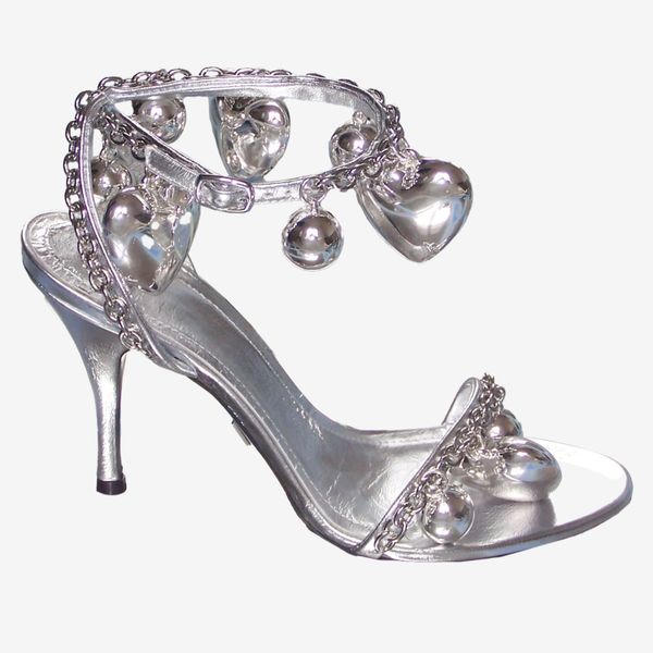 All-In Sandal Heels in Silver with Puffed Charms