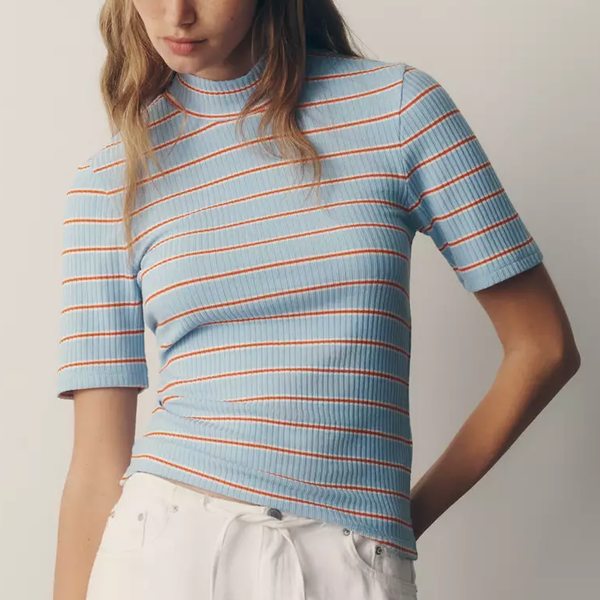 By Anthropologie Ribbed Mock-Neck Top