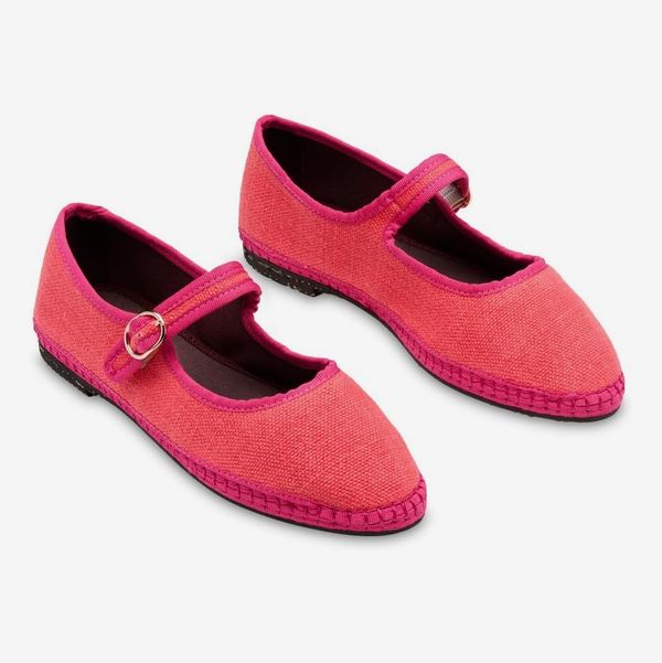 Flabelus Linen Mary Jane Flats