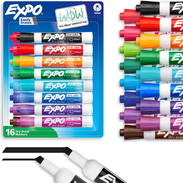 EXPO Dry-Erase Markers, Chisel Tip, 16 Count