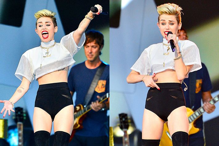 Miley Cyrus Does Fishnet Crop Top And Skirt For Good Morning