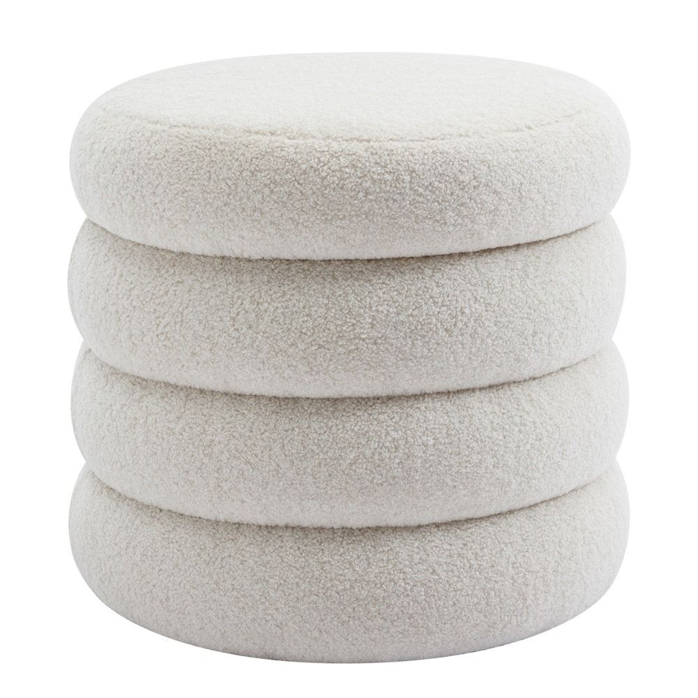 Boucle Round Storage Ottoman