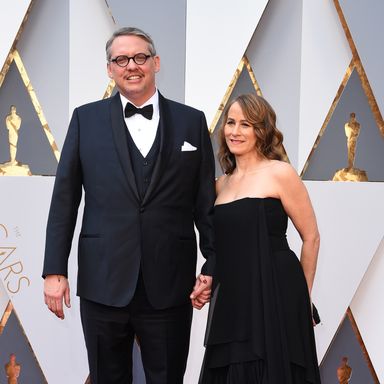 Adam McKay and Shira Piven 
Suit by J.Hilburn.