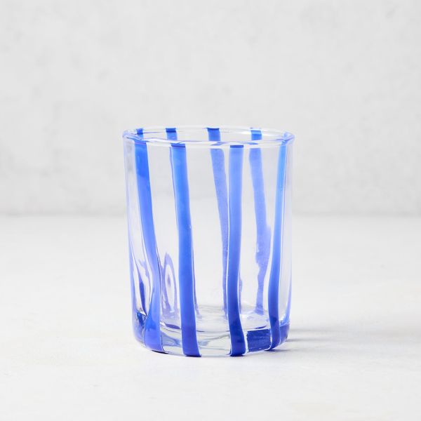 Hudson Grace Dark Blue Stripe Double Old Fashioned Glass