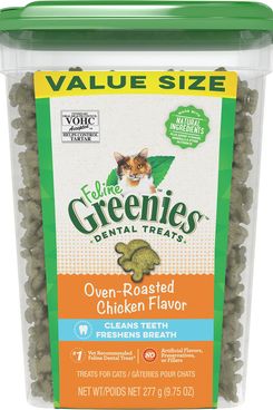 Greenies Feline Oven Roasted Chicken Flavor Dental Cat Treats, 9.75-oz