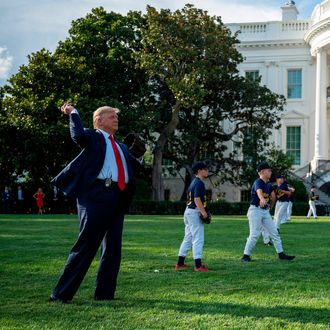 President Donald Trump At Baseball With Mariano Rivera Photograph