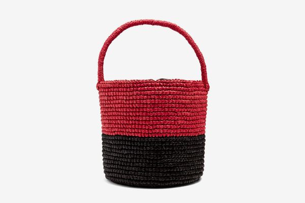 Sensi Studio Bi-Colour Toquilla-Straw Basket Bag
