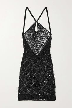 Coperni Sequined Crochet-Knit Mini Dress