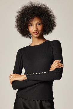 J.Crew Refined Rib Long-Sleeve T-Shirt With Button Cuffs