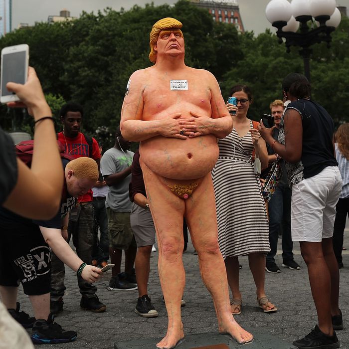 For Two Hours There Was A Naked Trump Statue In Union Sq