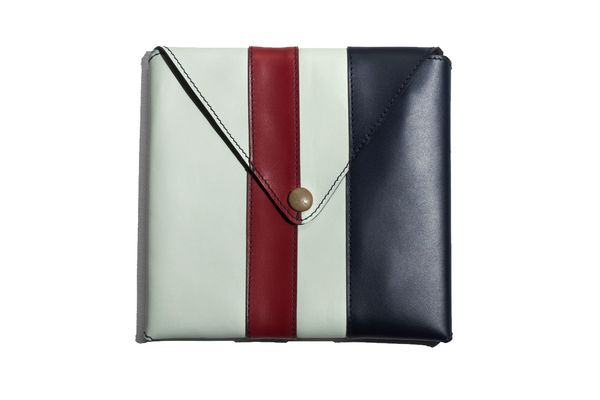 Leather Paneling Square Clutch