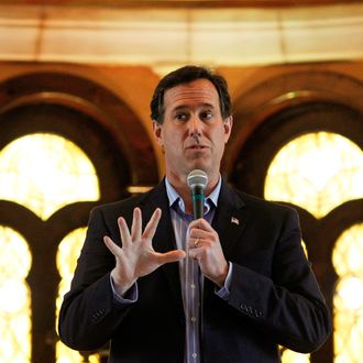 MCKINNEY, TX - FEBRUARY 08: Republican presidential candidate, former U.S. Sen. Rick Santorum talks with supporters during a campaign event held at the Bella Donna Chapel on February 8, 2012 in McKinney, Texas. Rick Santorum swept all three Republican voting contests last night in Colorado, Minnesota and Missouri. (Photo by Tom Pennington/Getty Images)