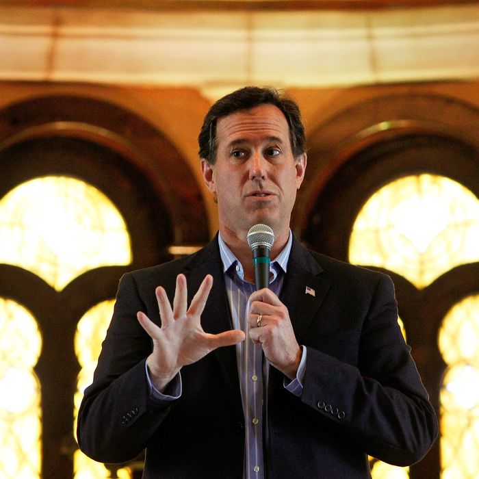 MCKINNEY, TX - FEBRUARY 08: Republican presidential candidate, former U.S. Sen. Rick Santorum talks with supporters during a campaign event held at the Bella Donna Chapel on February 8, 2012 in McKinney, Texas. Rick Santorum swept all three Republican voting contests last night in Colorado, Minnesota and Missouri. (Photo by Tom Pennington/Getty Images)