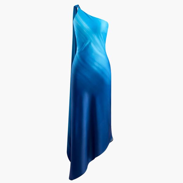 Asymmetrical One Shoulder Gradient Long Dress