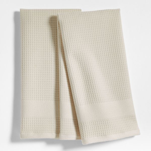 Crate & Barrel Waffle-Terry Organic Cotton Kitchen Towels