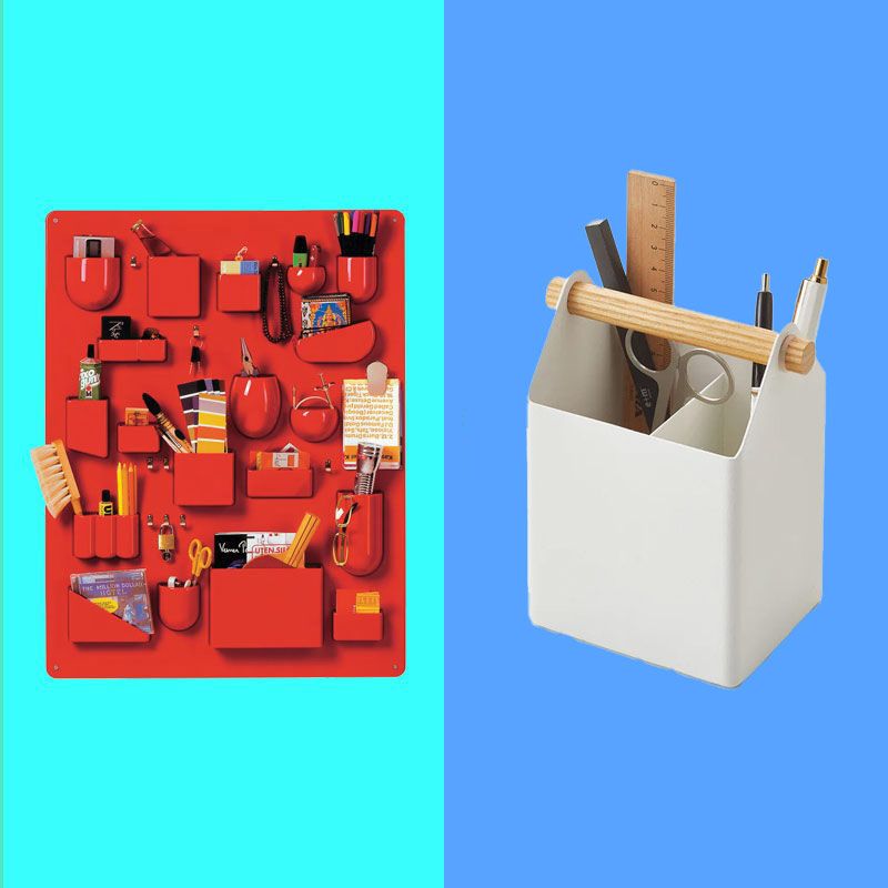 Brown Wood and Acrylic Office Desktop Stationery Organizer, Supply Organizer