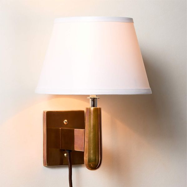 CB2 Tailor Soft Bronze Plug-In Wall Sconce