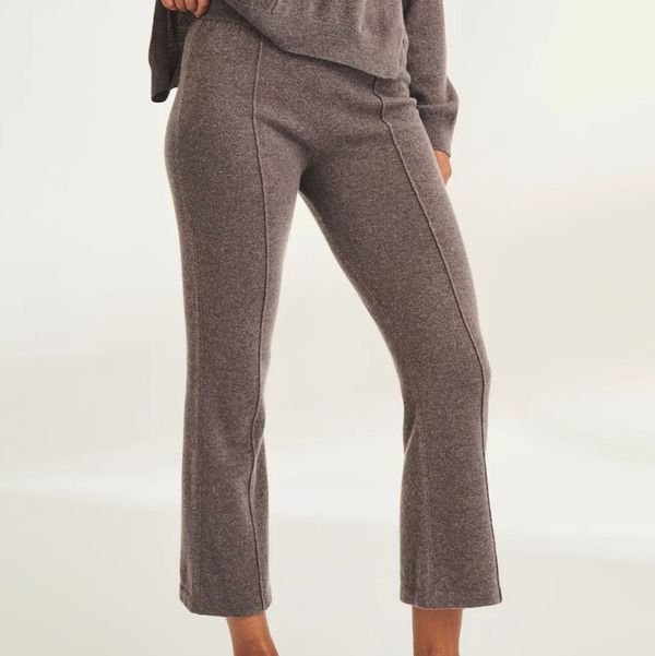 Naadam Signature Cashmere Cropped Pant with Pintucks
