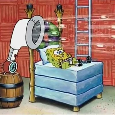Spongebob listening to blasting music on speakers : r