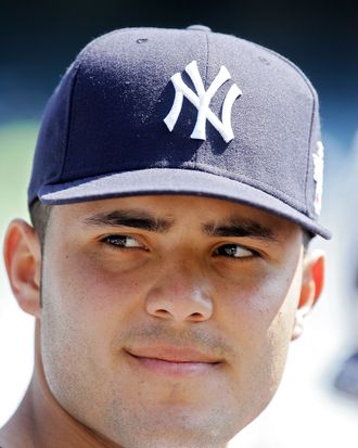 NEW YORK - JULY 13: Jesus Montero #35 of the New York Yankees and playing for the World Futures Team looks on during batting practice before the 2008 XM All-Star Futures Game at Yankee Stadium on July 13, 2008 in the Bronx borough of New York City. (Photo by Jim McIsaac/Getty Images)
